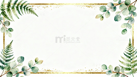 水彩植物边框装饰设计素材