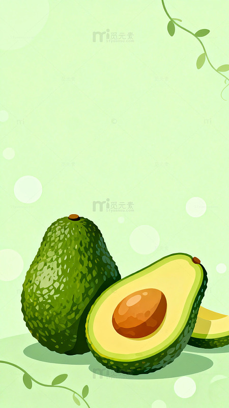 卡通风格牛油果插画设计素材