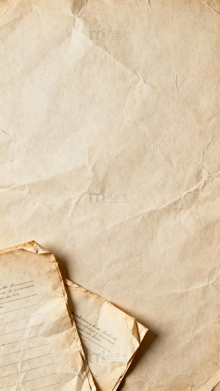 泛黄纸张上的旧信件图片