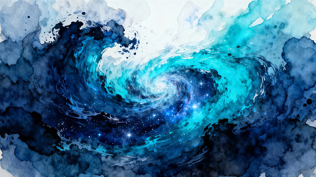 蓝色星云漩涡艺术画图片