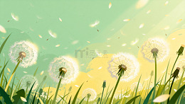 阳光蒲公英草地插画