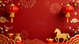 马年福字灯笼喜庆装饰背景