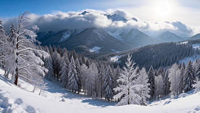 雪景山林风光摄影