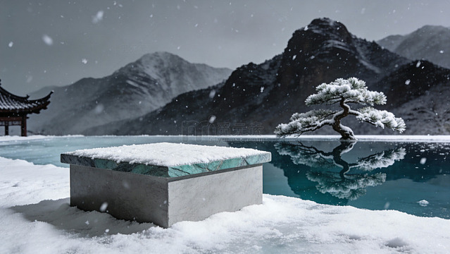 冬日山水盆景风光摄影图