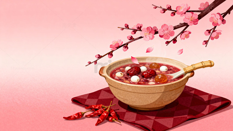 中国风腊八粥美食插画设计元素