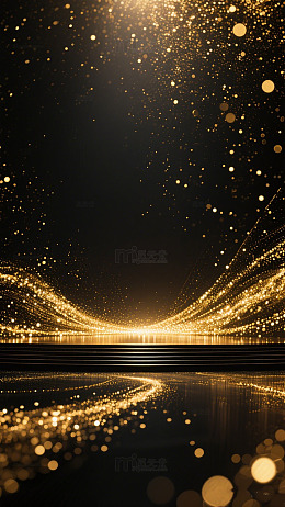 金光璀璨星光夜空背景
