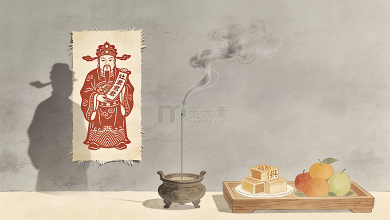 传统中国风祭祀供奉插画