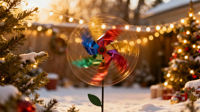 冬日节日风车装饰