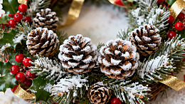 圣诞节松果花环装饰