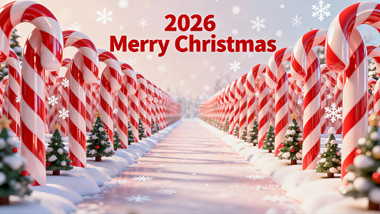 糖果风圣诞节雪景贺卡设计素材