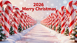 糖果风圣诞节雪景贺卡设计素材