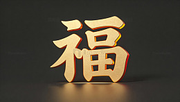 木刻风格福字装饰素材