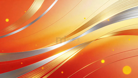 炫丽红金曲线抽象设计素材
