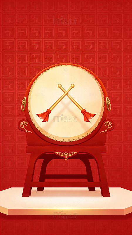 中国风大鼓装饰艺术图