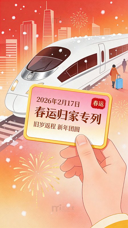 春运高铁归家海报设计
