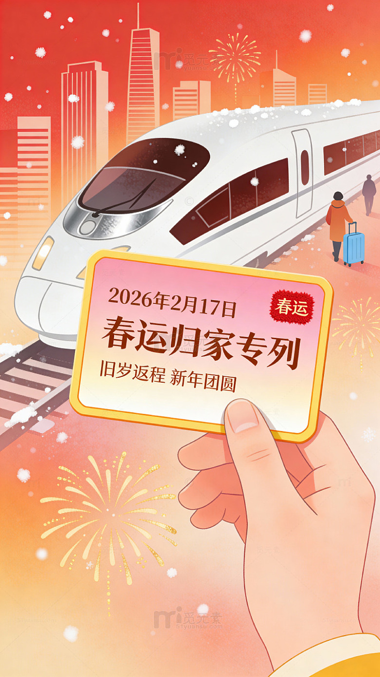 春运高铁归家海报设计