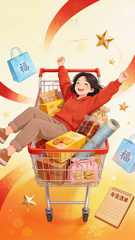 欢乐购物节日插画