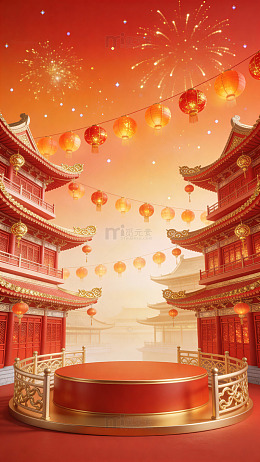 春节庆典红灯笼舞台背景