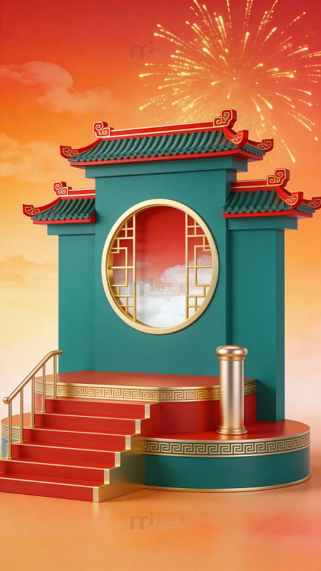 传统中式建筑庆祝场景