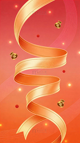 金色丝带喜庆背景设计