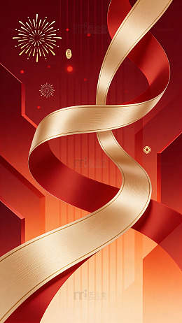 金色丝带喜庆节日背景设计