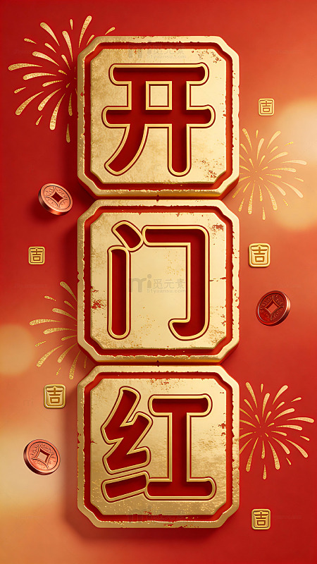喜庆中国风开门红海报设计