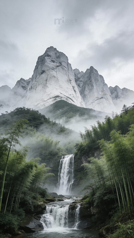 山水瀑布云雾风光摄影