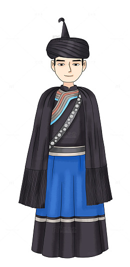 彝族少数民族男性传统服饰形象