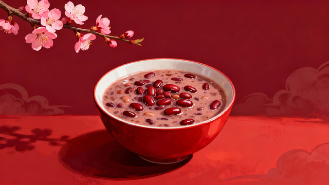 红豆粥配樱花装饰图片