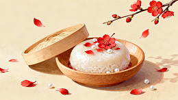 糯米糕配梅花装饰图片