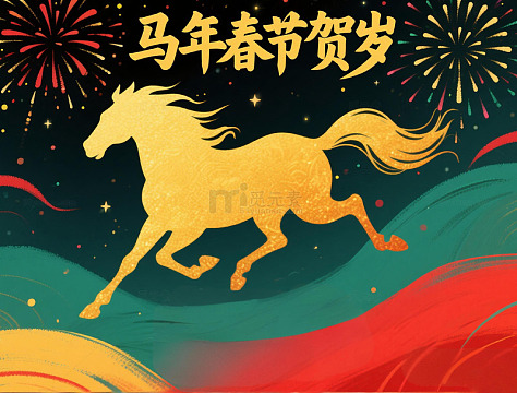 马年新春骏马贺岁图