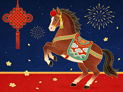 中国风马年庆祝插画