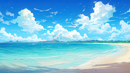 动漫风海滩风光图片