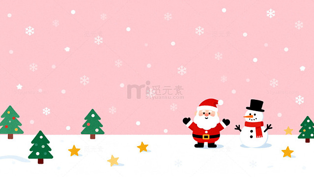 圣诞节雪景卡通插画