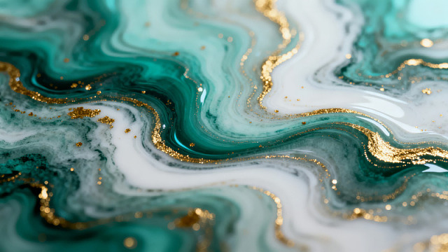 绿白金纹大理石纹理特写