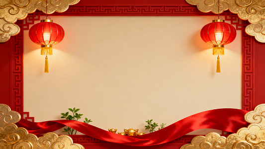 中式红色灯笼装饰背景