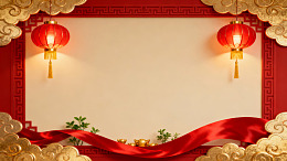 中式红色灯笼装饰背景
