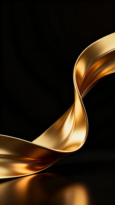 金色曲线在黑色背景中流动