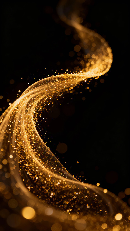 金色光流在黑暗中舞动