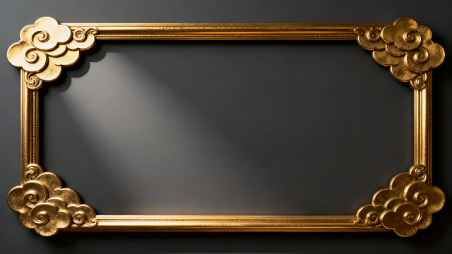 金色云纹边框装饰画图片