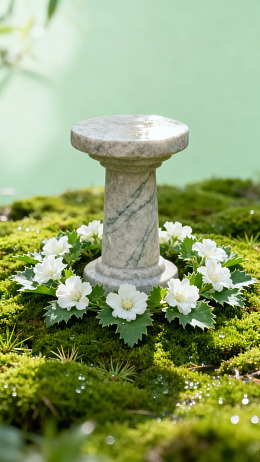 石柱花环点缀青苔图片