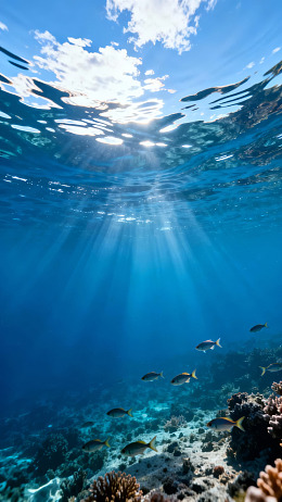 阳光穿透海面照亮珊瑚礁