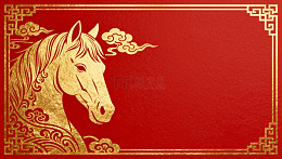 金色马头传统边框图案设计