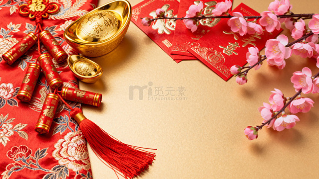 春节喜庆金元宝梅花装饰