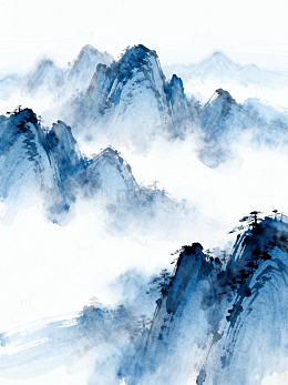水墨山水画高山云雾艺术图片