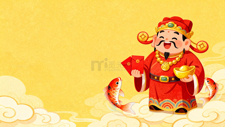 卡通财神爷喜庆海报设计元素