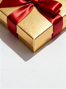 金色礼盒红色丝带礼品包装