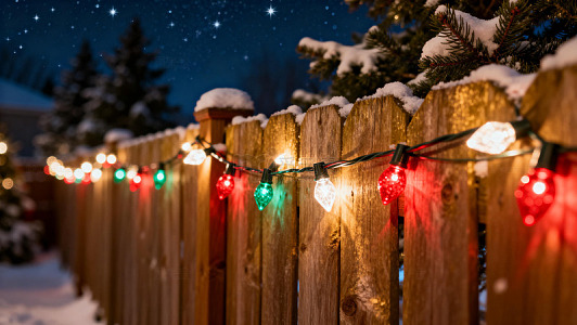 雪夜彩灯圣诞装饰