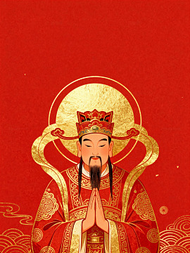 中国风财神爷吉祥插画