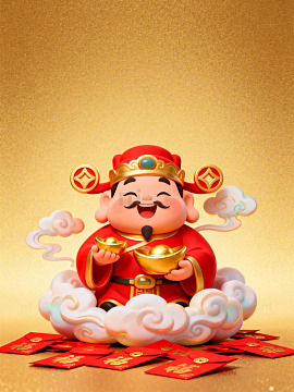 财神爷金元宝喜庆海报设计元素